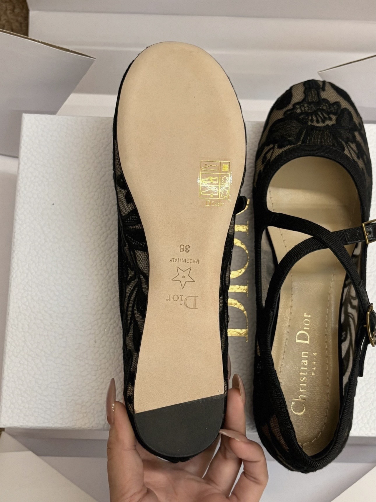 DIOR Very Dior Ballet Flat Transparent Mesh Embroidered with Black Millefiori Motif IMG 1535