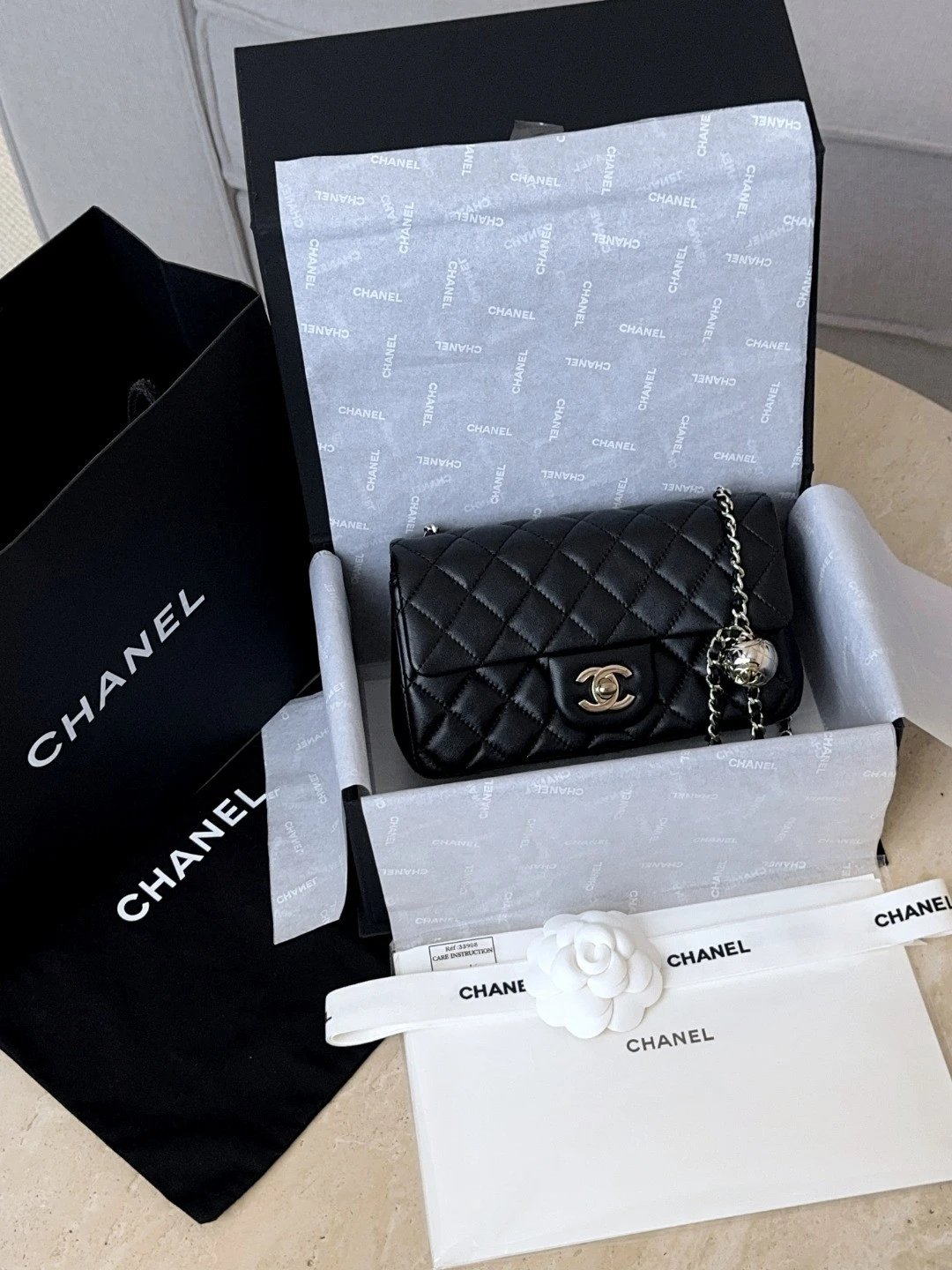 CHANEL Classic Flap CF with Light Gold Ball Charm – 20cm IMG 2721