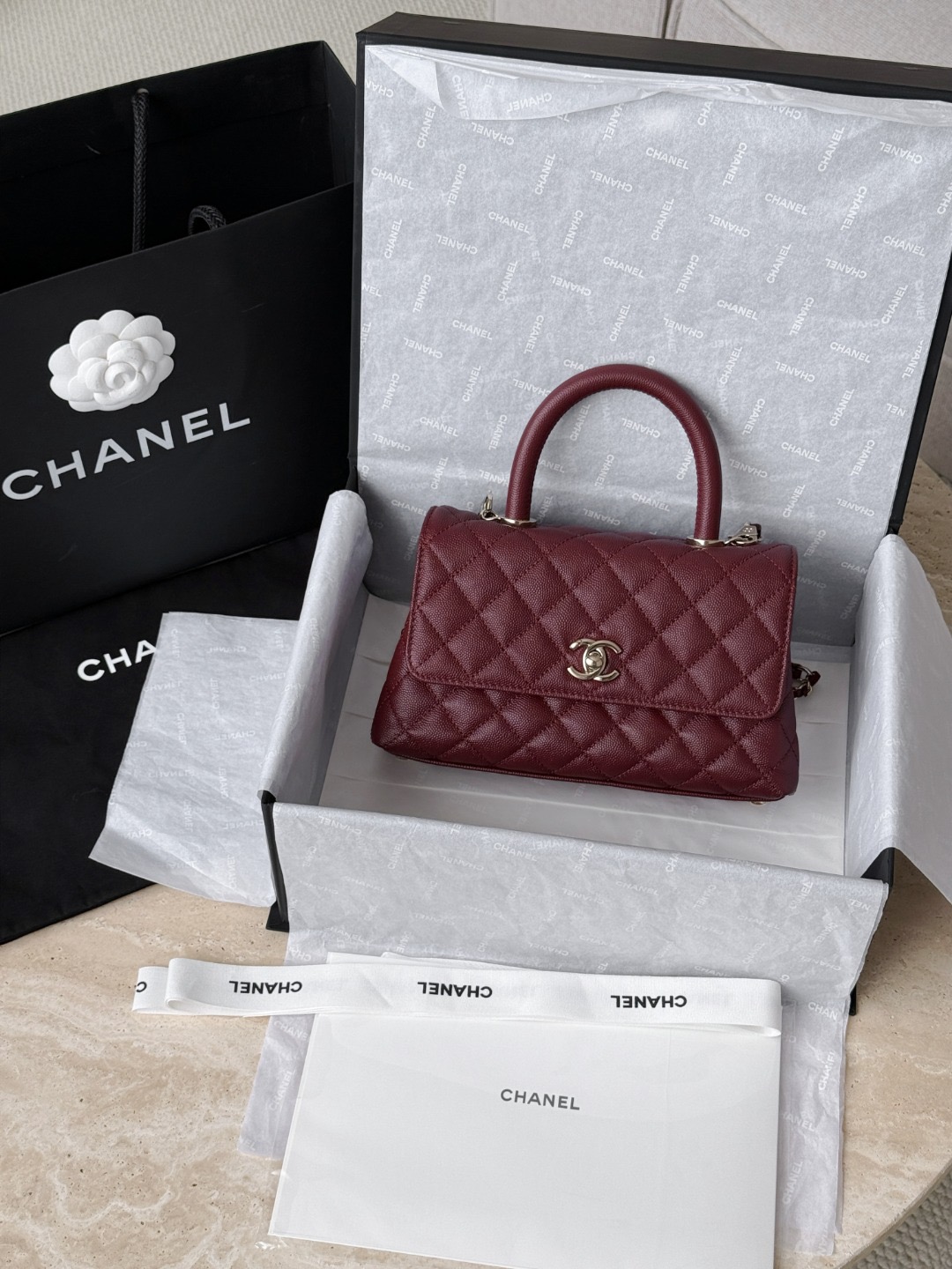 CHANEL 24A Flap Bag with Top COCO Small Handle Grained Calfskin IMG 3710