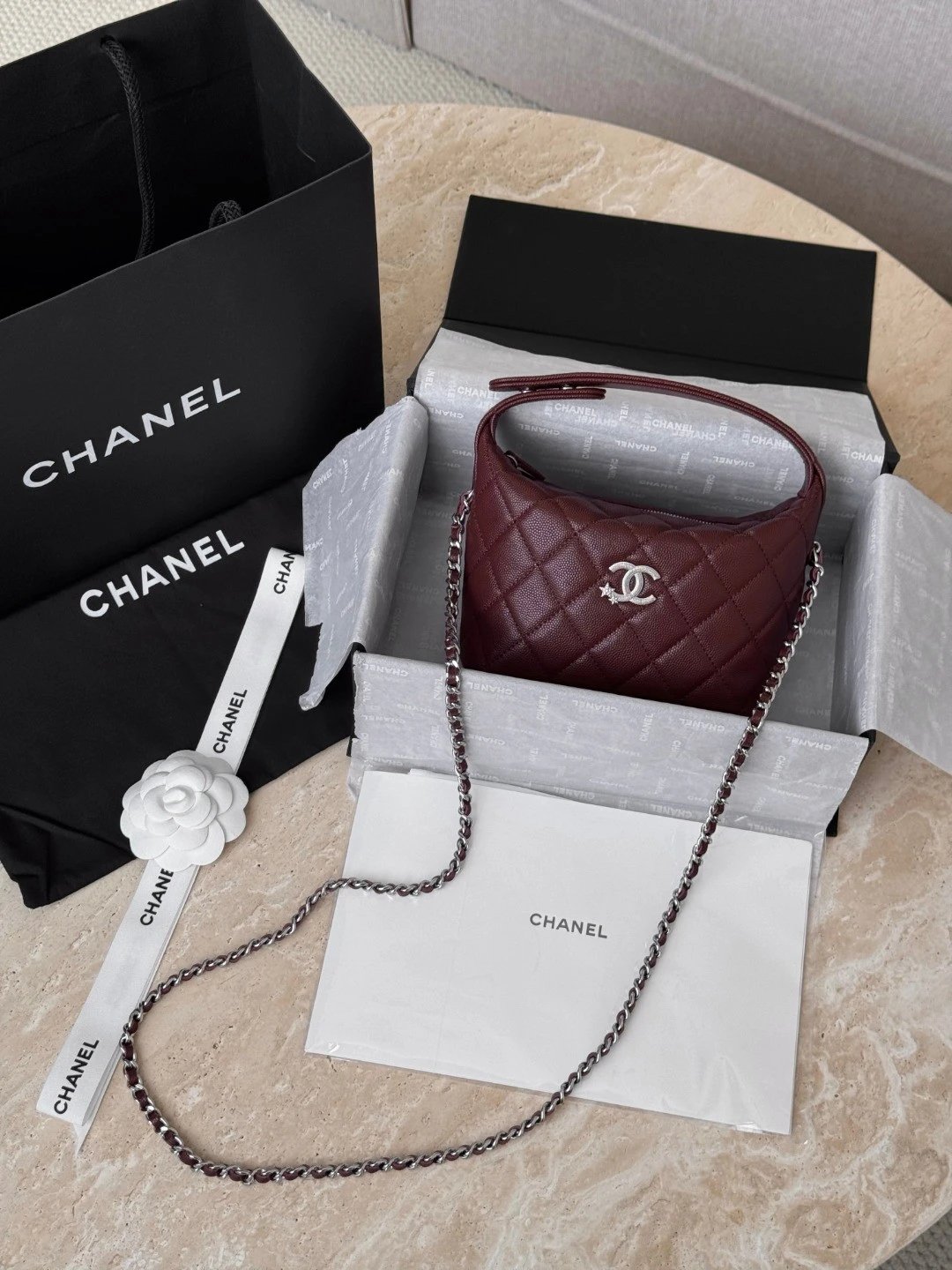 CHANEL Quilted Caviar Leather with Chain Strass Star IMG 4160