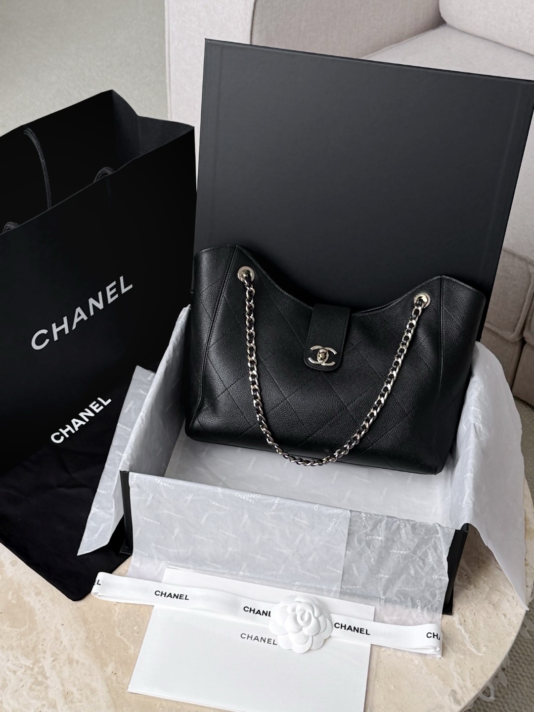 CHANEL Tote Bag Grained Calfskin IMG 8635