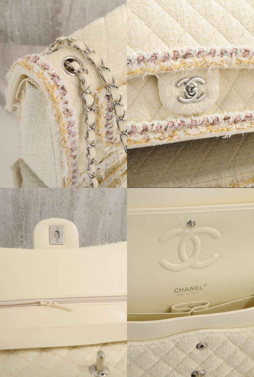 CHANEL MINI Classic Handbag Tweed Light Yellow Picsew 20260304003552