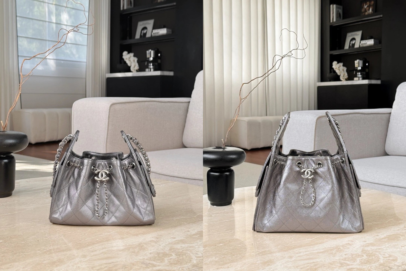CHANEL 25Bag Calfskin in Dark Metallie Silver Picsew 20260312180124