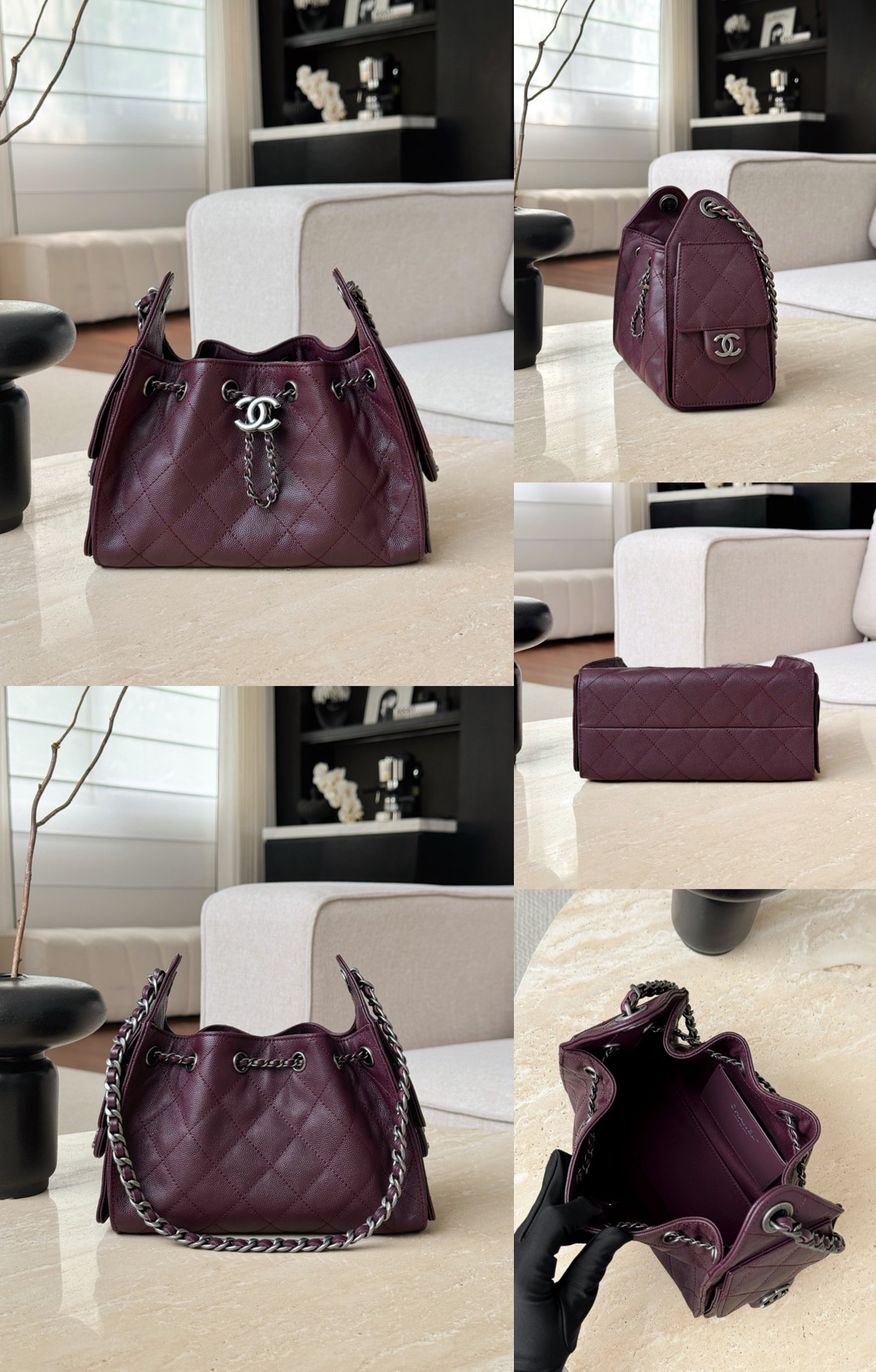 CHANEL 25 Hobo Bag Caflskin Dark Burgundy With Charcoal Color Hardware Picsew 20260324154217