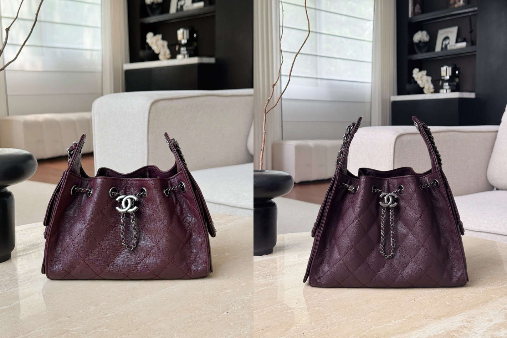 CHANEL 25 Hobo Bag Caflskin Dark Burgundy With Charcoal Color Hardware Picsew 20260324154231