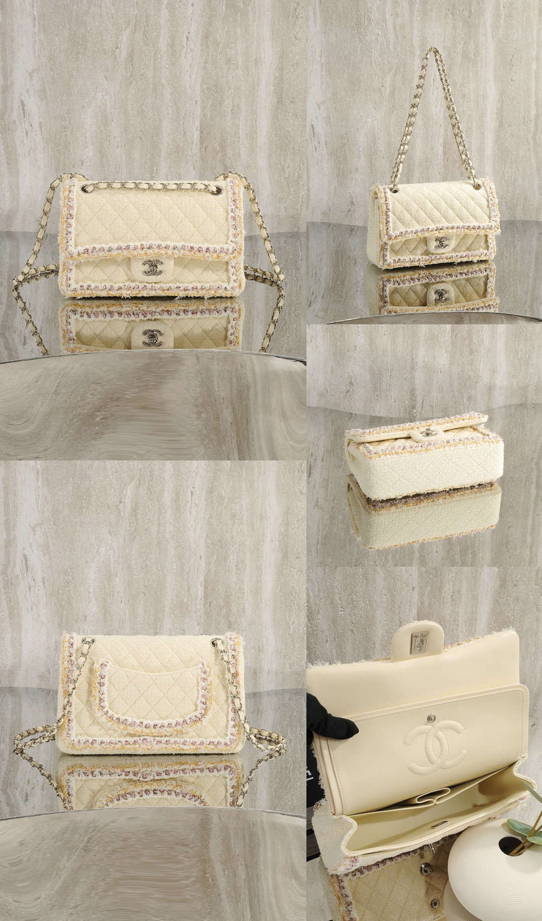 CHANEL MINI Classic Handbag Tweed Light Yellow Picsew 20260404173248