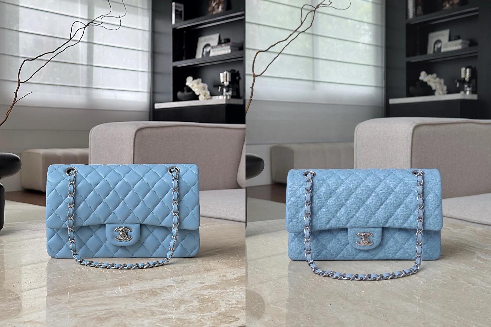 CHANEL Baby Blue Classique Flap Medium Handbag Silver Hardware Picsew 20260417194950
