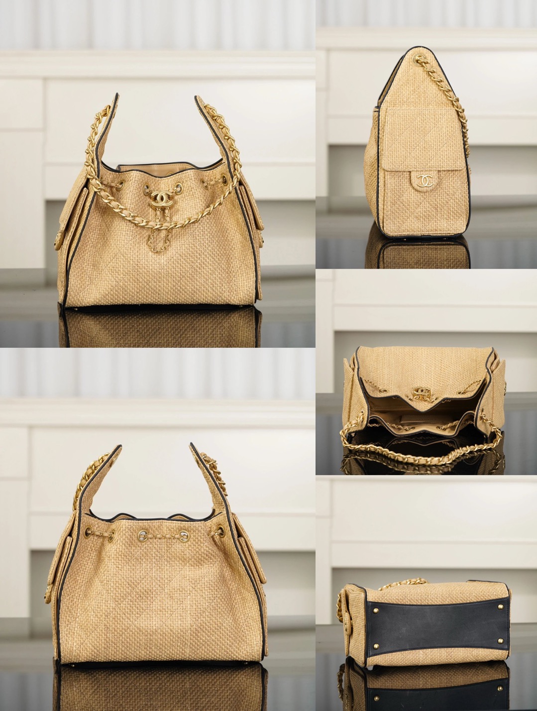 CHANEL MINI 25 Hobo Bag Beige Raffia and Black Calfskin Picsew 20260513155458