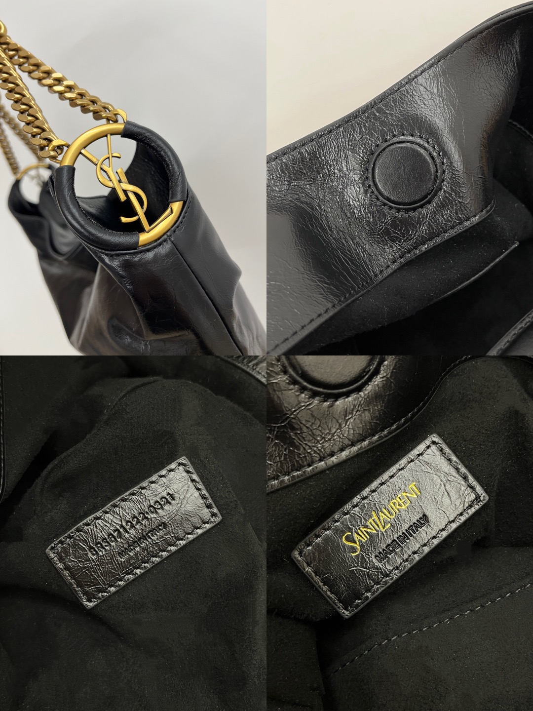 YSL HORTENSE small hobo in shiny leather in Black Picsew 20260521000222
