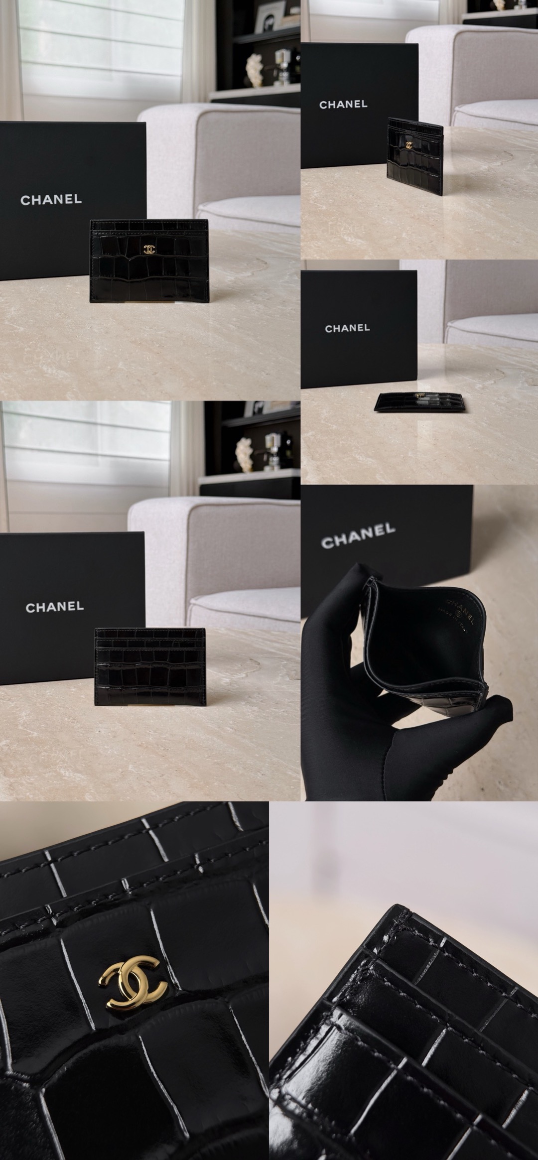 CHANEL Calfskin Crocodile Embossed Crococo Card Holder Picsew 20260522031724