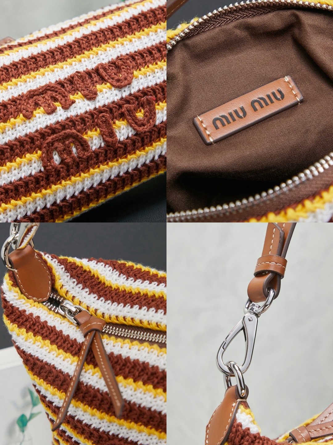 MIUMIU Crochet pouch Cognac/Yellow Picsew 20260528195015