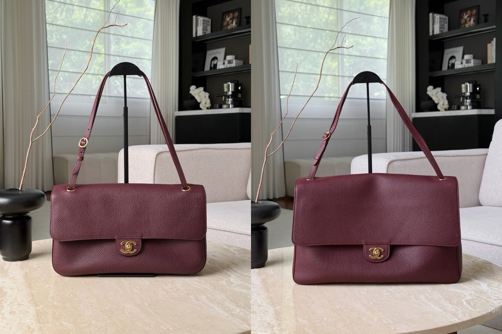 CHANEL Maxi Flap Bag Grained Calfskin In Burgundy Picsew 20260628122219